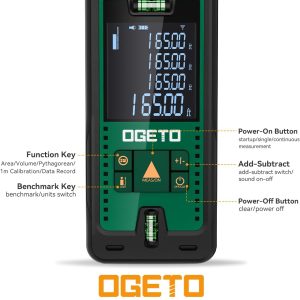 متر لیزری دیجیتال برند Ogeto طول 165 فوت