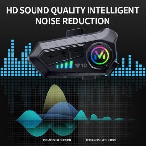 هدفون کلاه ایمنی موتورسیکلت V10 بی سیم TECHNOMEN